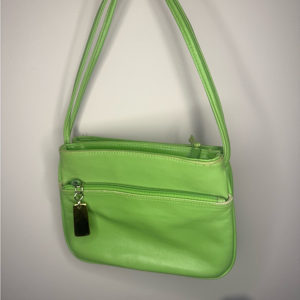 Lime Green Leather Shoulder Bag